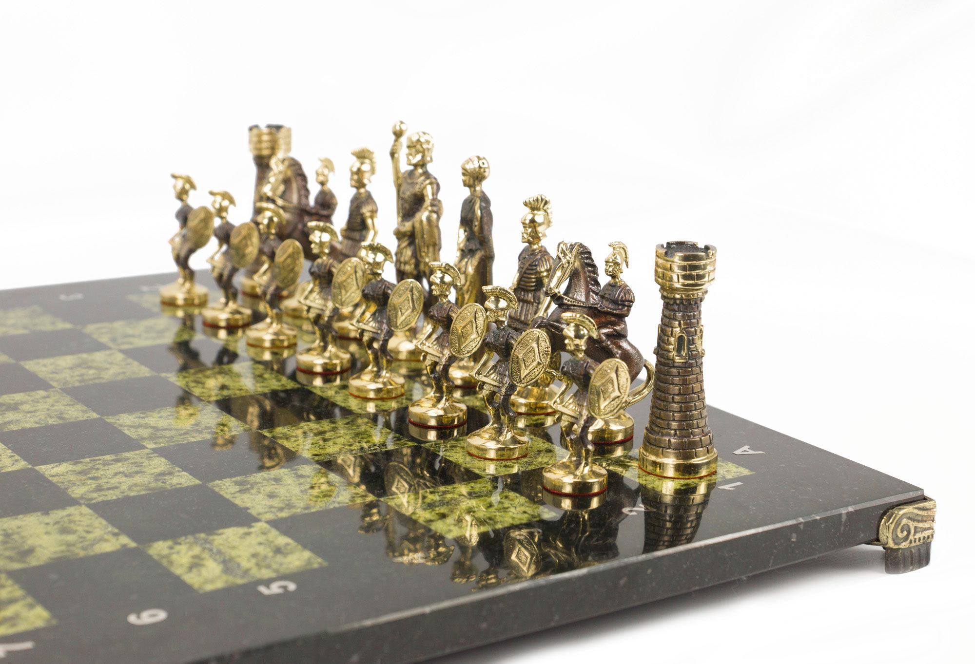 Шахматы "Римляне" бронза змеевик - артикул: 017812 | Мосподарок 