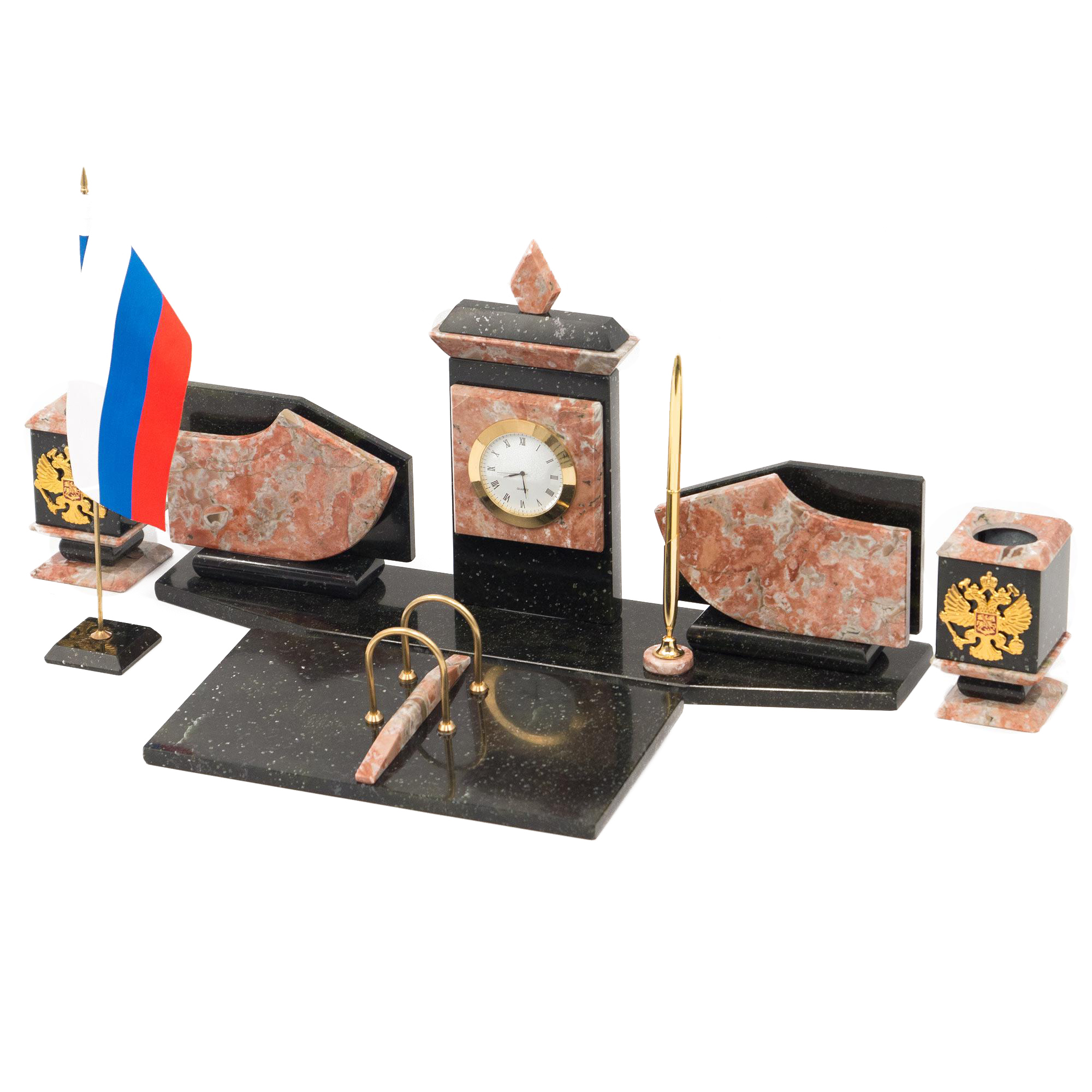 Настольный набор «Герб России» камень креноид - артикул: 016650 | Мосподарок 
