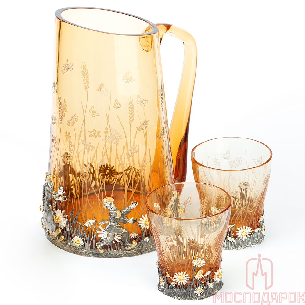 Кувшин со стаканами для воды "Ромашка" - артикул: ALT00405 | Мосподарок 