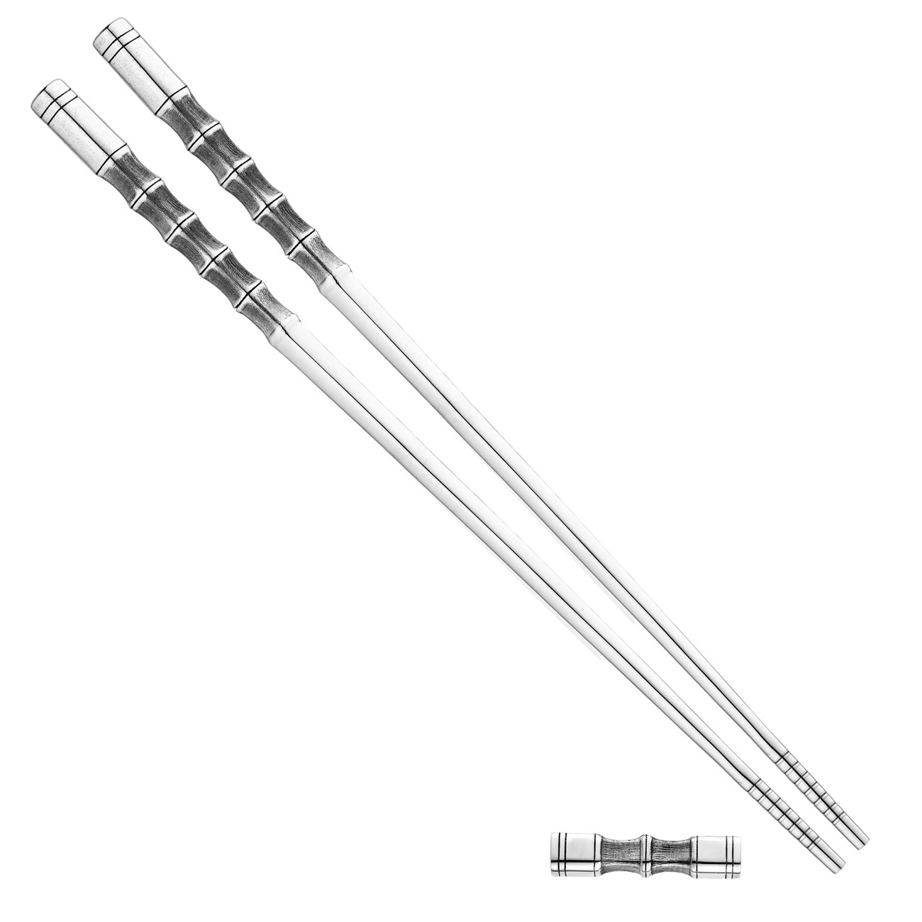 Серебряные палочки для суши с подставкой "Бамбук" - артикул: ALT01263 | Мосподарок 