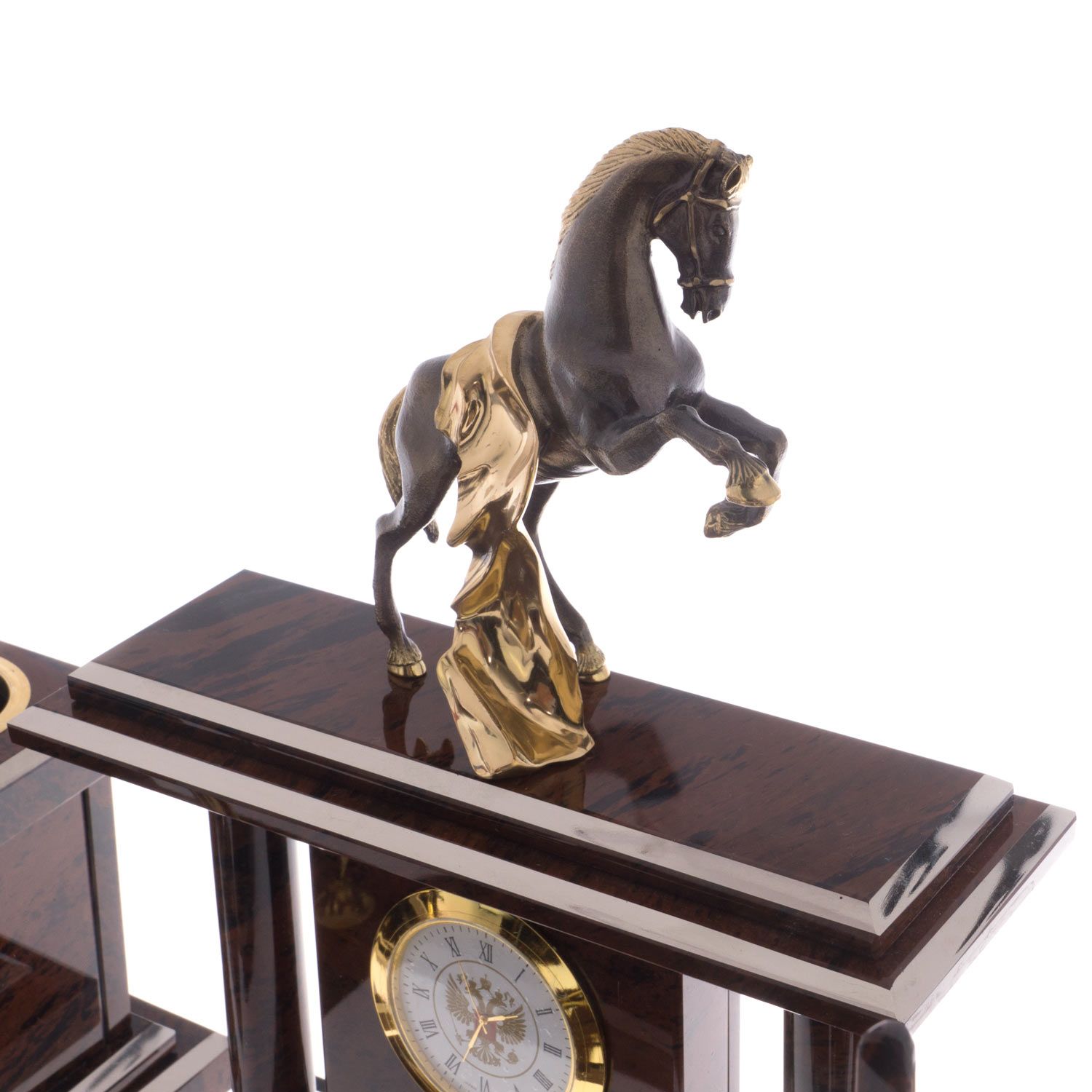 Настольный набор "Конь с попоной" из обсидиана - артикул: A05216 | Мосподарок 