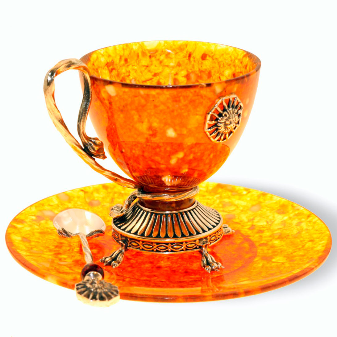 Чайный набор из янтаря «Цезарь» - артикул: AP11203 | Мосподарок 