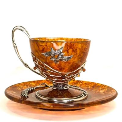 Чайный набор из янтаря "Колосок"