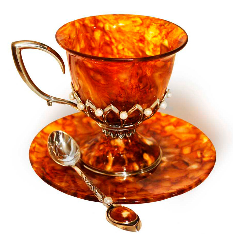 Чайный набор из янтаря "Императрица" - артикул: AP8202 | Мосподарок 
