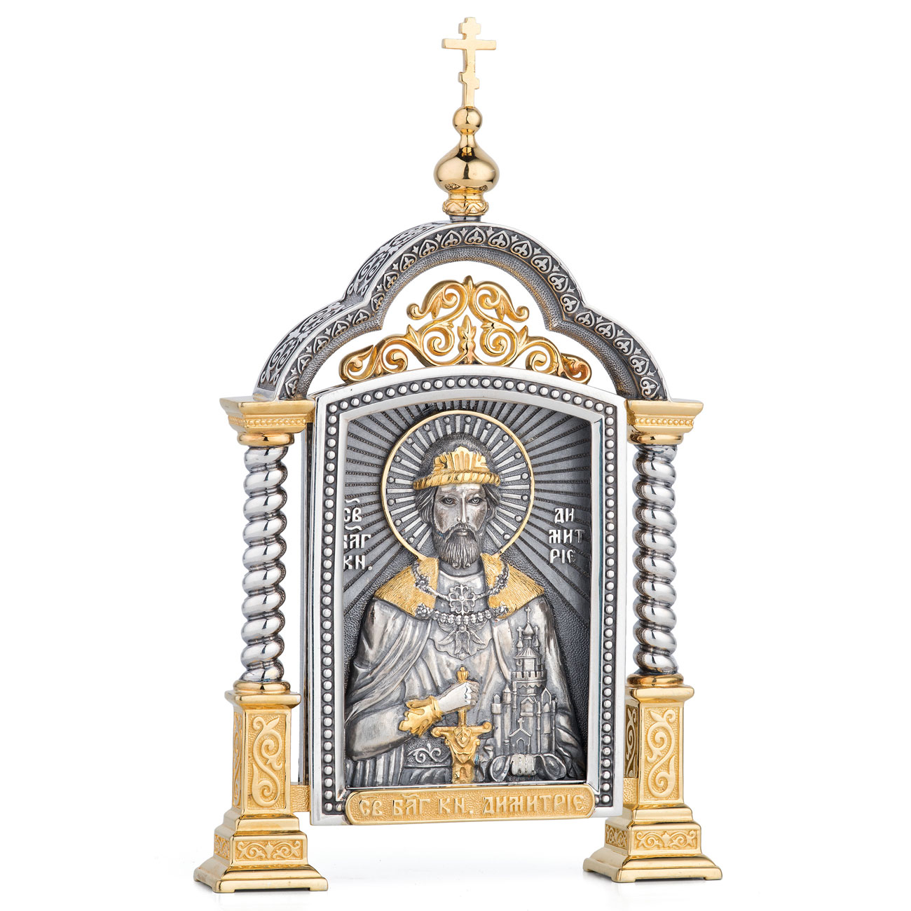 Парадная серебряная икона «Святой Дмитрий» - артикул: ALT01477 | Мосподарок 