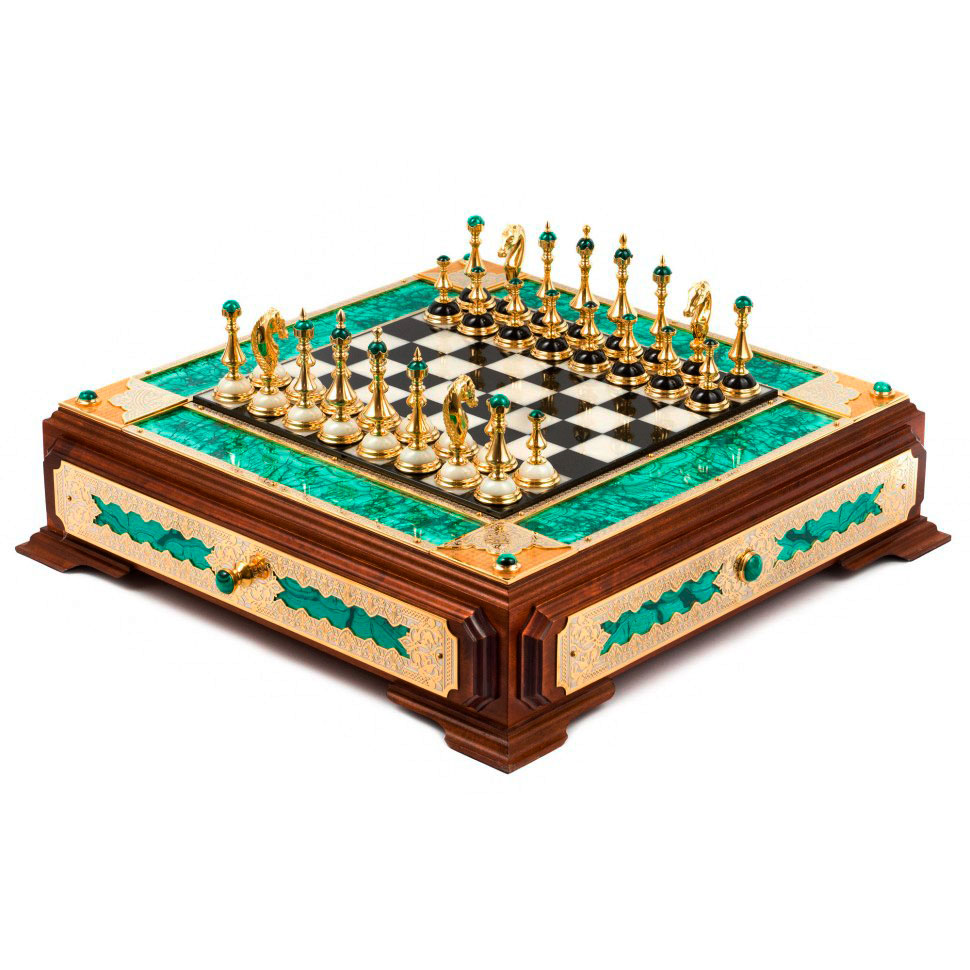Шахматы "Царские" с малахитом (Златоуст) - артикул: 304280 | Мосподарок 