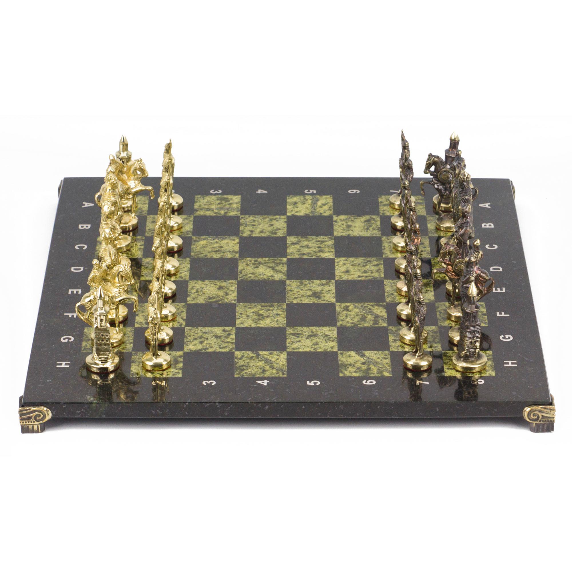 Шахматы "Русские" (бронза, змеевик) - артикул: 017818 | Мосподарок 