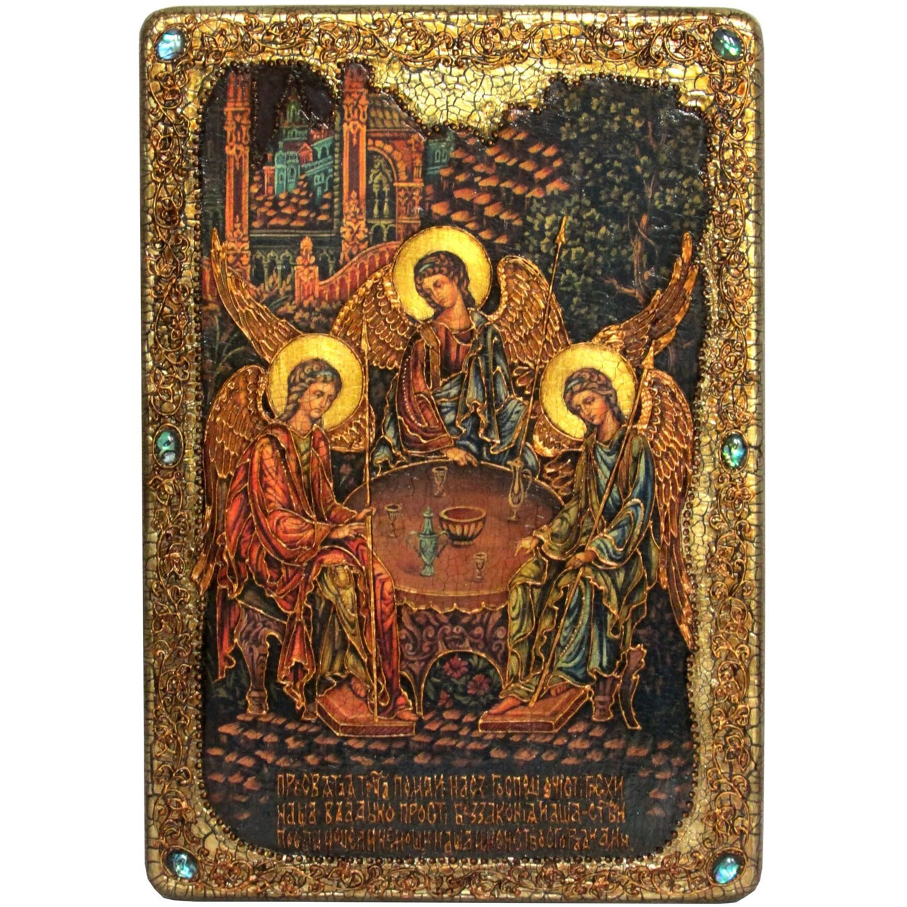 Большая подарочная икона "Троица" на мореном дубе - артикул: 800730 | Мосподарок 