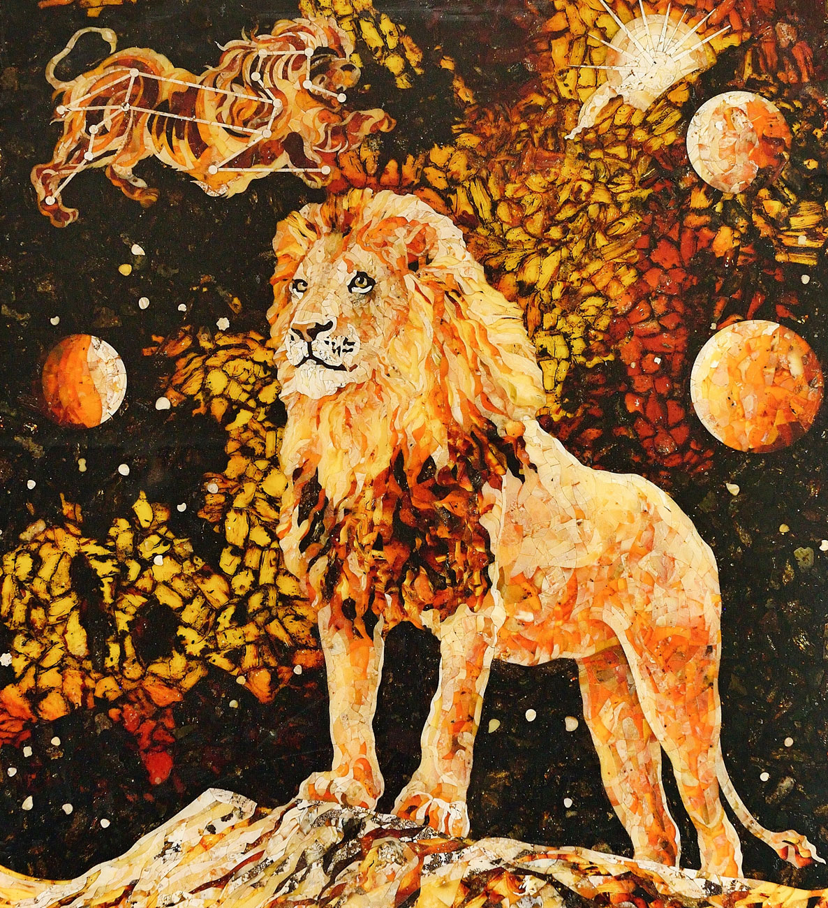Панно из янтаря «Знак зодиака Лев» - артикул: 73413 | Мосподарок 