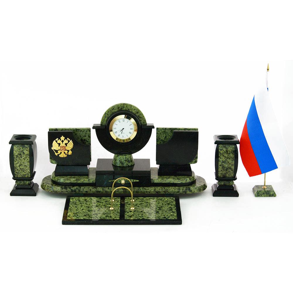 Настольный набор «Россия» камень змеевик - артикул: 013252 | Мосподарок 