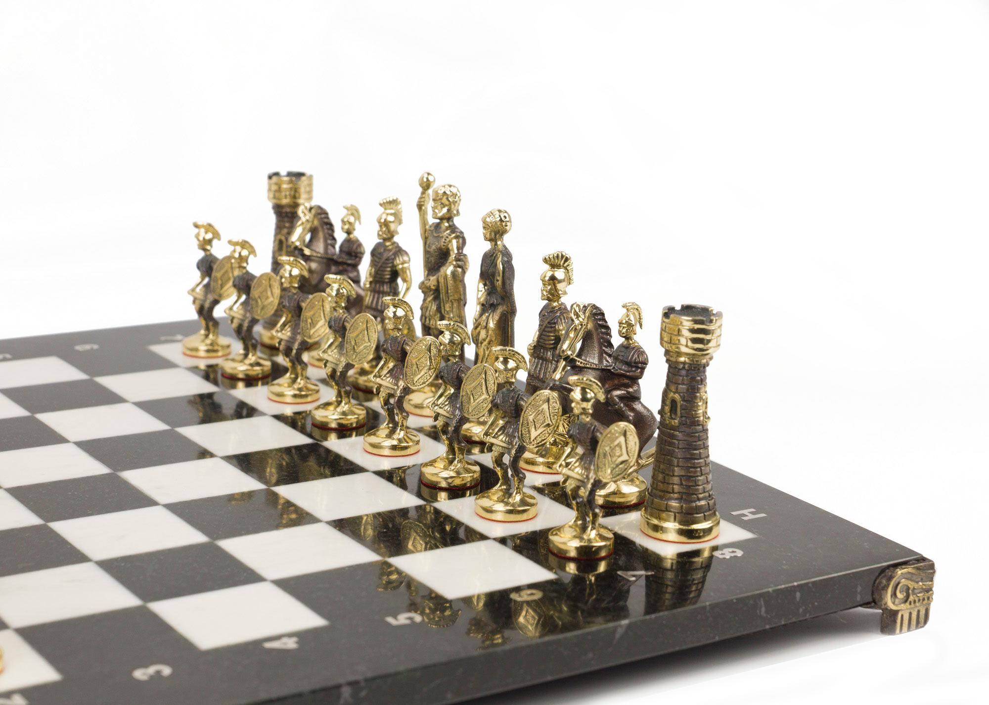 Шахматы из камня "Римляне" (бронза, мрамор, змеевик) - артикул: 017814 | Мосподарок 