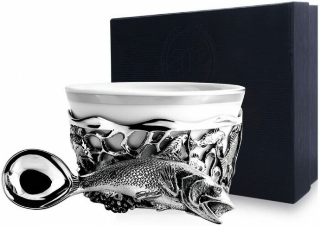Серебряный набор для специй "Рыба" с чернением Серебряный набор для специй "Рыба" с чернением
