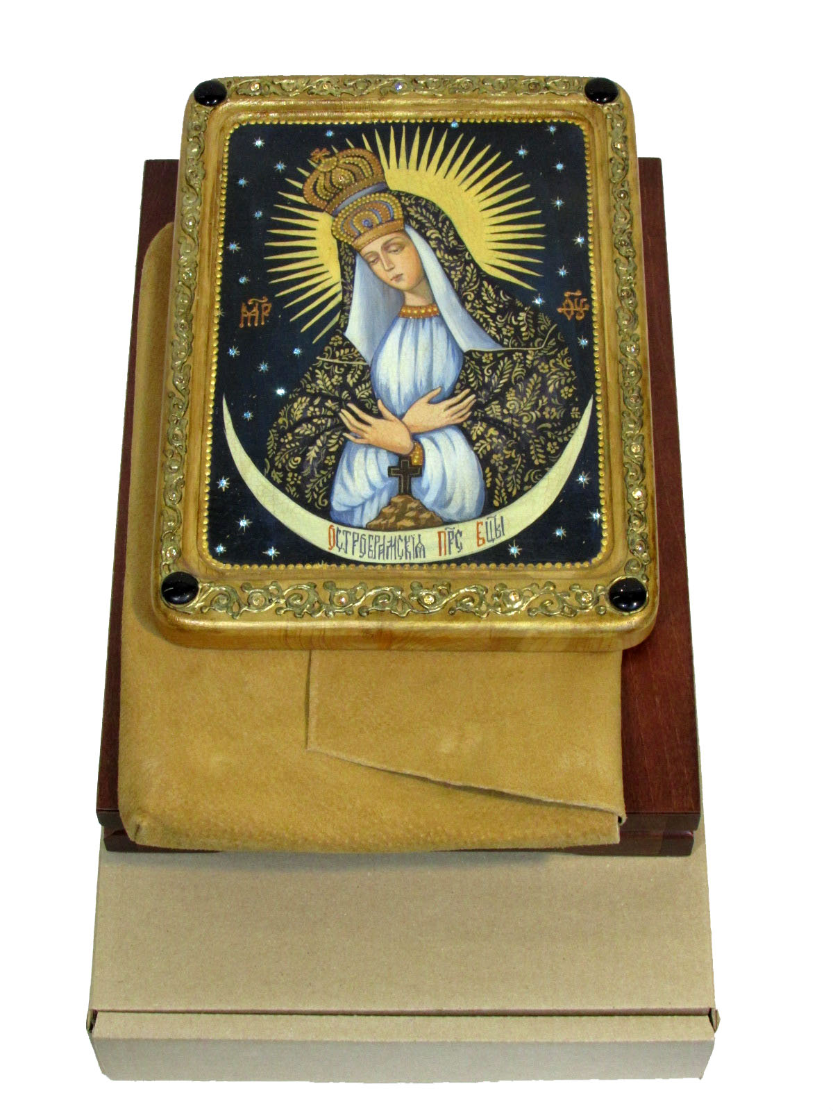 Живописная икона "Образ Пресвятой Богородицы Остробрамская (Виленская)" на кипарисе - купить в Москве | Мосподарок 