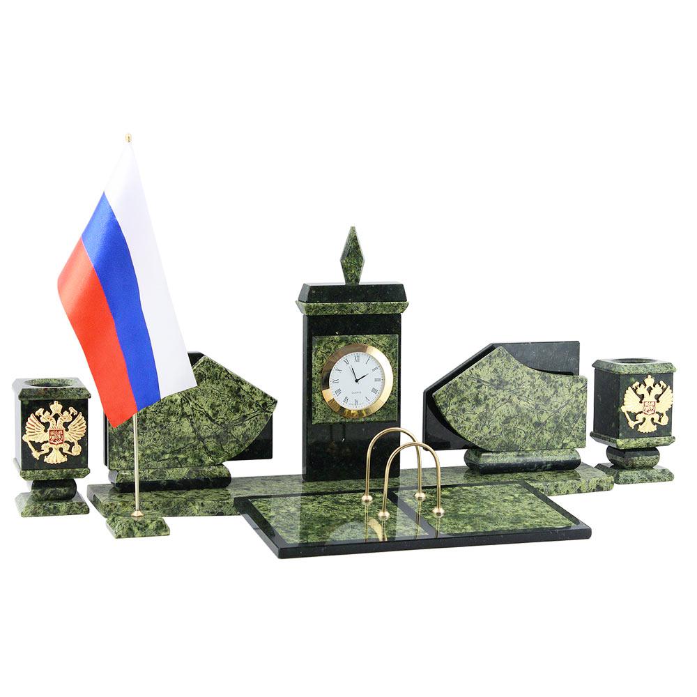 Настольный набор «Герб России» змеевик - артикул: 013259 | Мосподарок 
