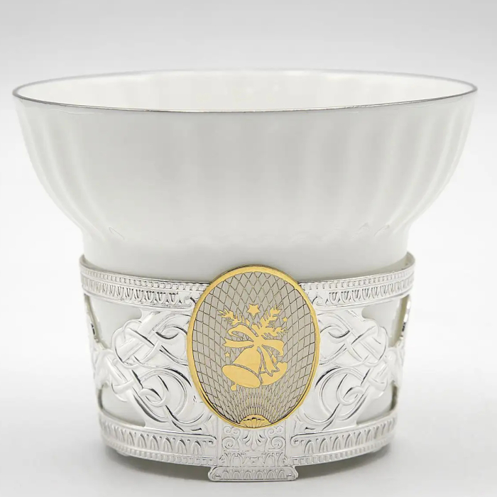 Набор для чая из фарфора и серебра "Колокольчики": 2 предмета, на 1 персону - артикул: AK01881 | Мосподарок 