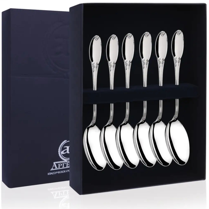Серебряный набор чайных ложек "Гладкая" на 6 персон - артикул: AK01224 - стоимость: 49 300 руб. Серебряный набор чайных ложек "Гладкая" на 6 персон - артикул: AK01224 | Мосподарок