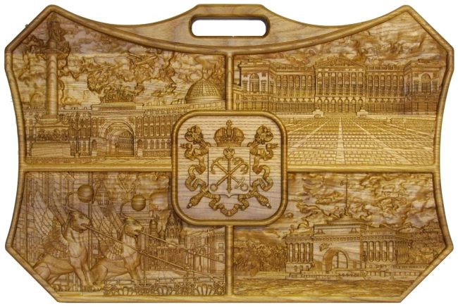 Резные подарочные нарды из массива мореного ясеня "Санкт-Петербург"