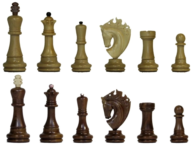 Шахматы "Конские" стандартные деревянные утяжеленные на резной дубовой доске