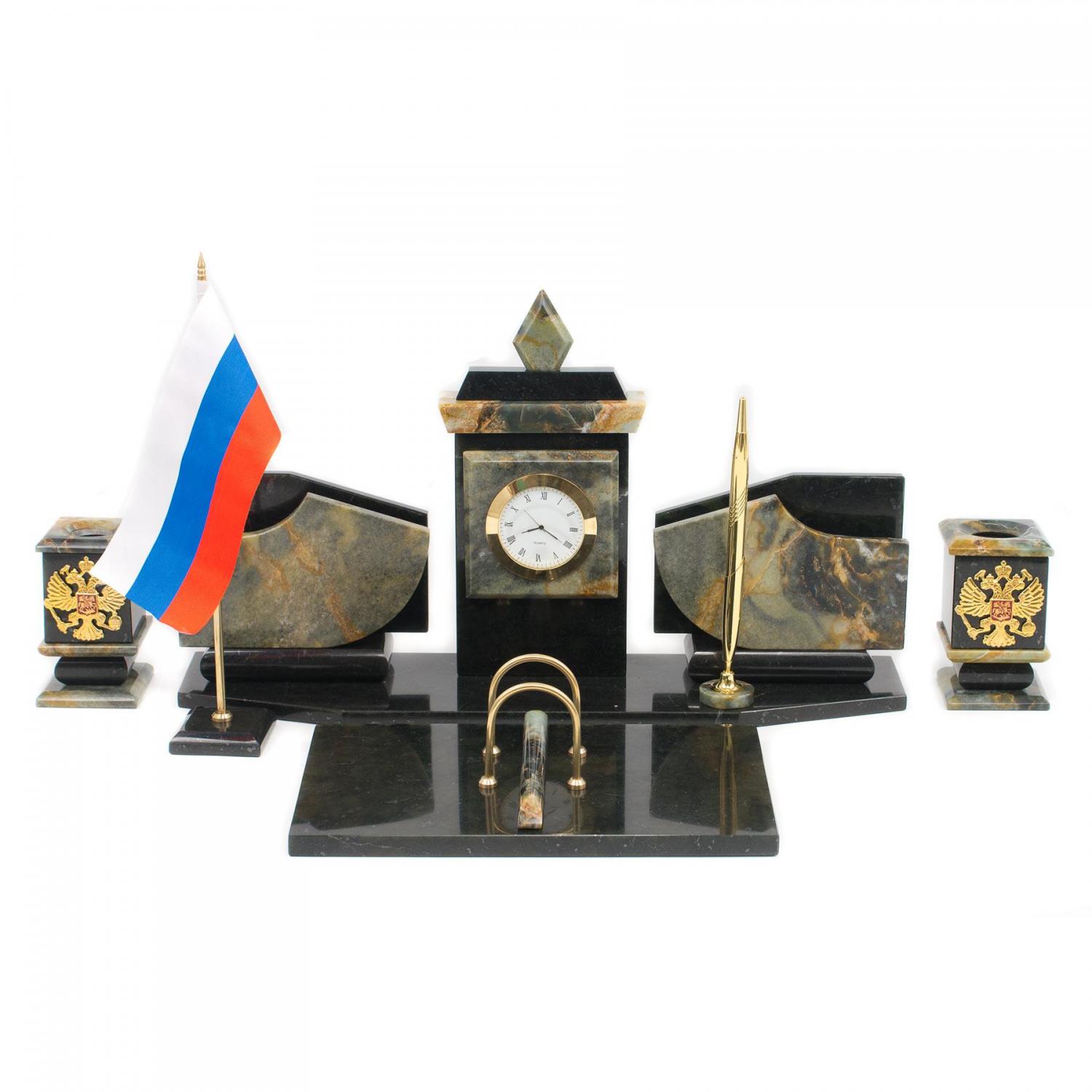 Настольный набор «Герб России» офиокальцит - артикул: 016985 | Мосподарок 
