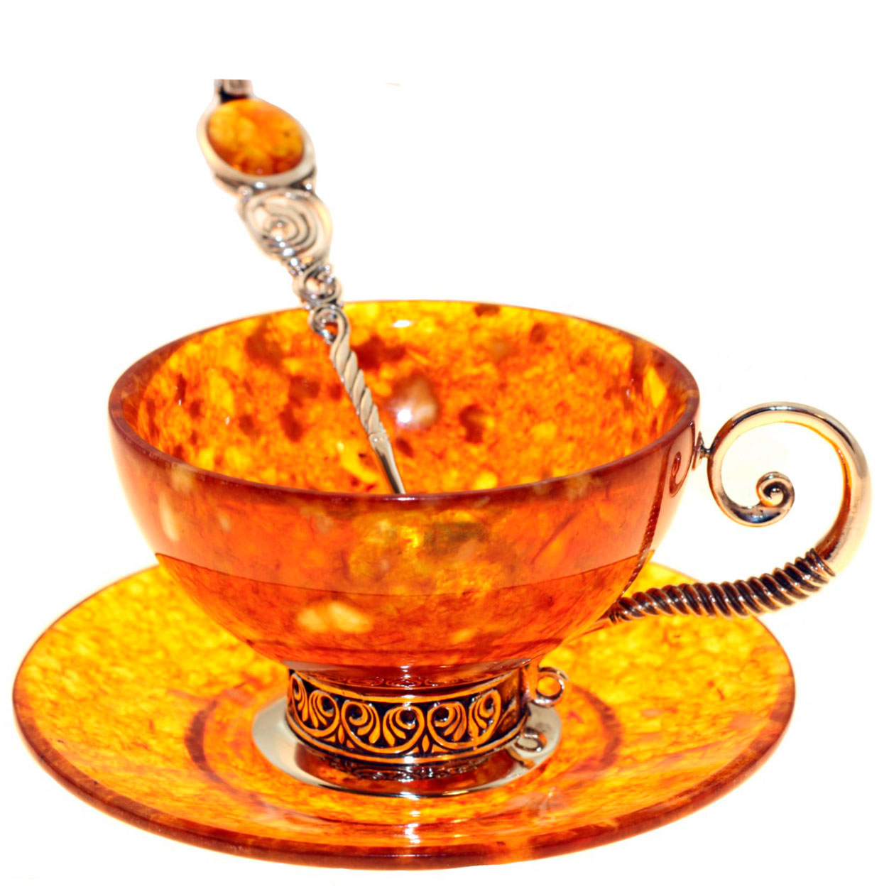 Чайный набор из янтаря «Антик» - артикул: AP3702 | Мосподарок 