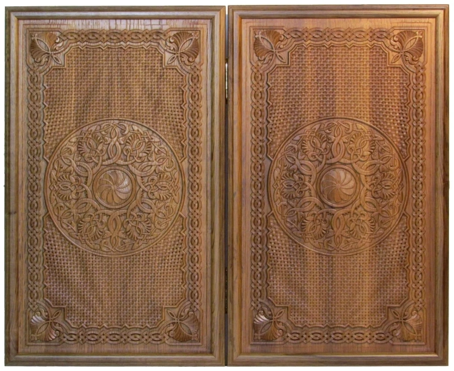 Резные двусторонние нарды из массива мореного дуба "Севанские-4"