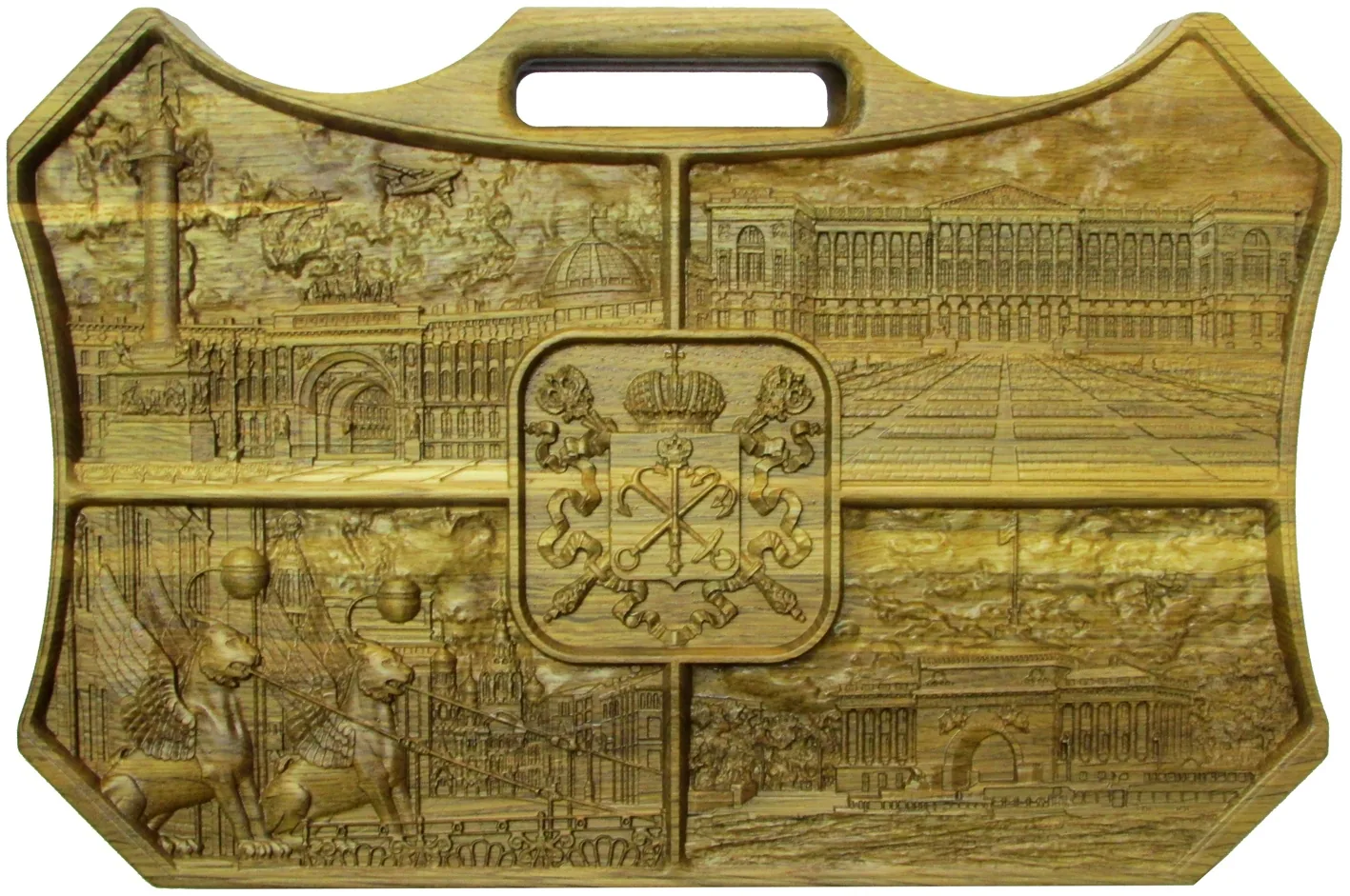 Резные дорожные нарды из массива мореного дуба "Санкт-Петербург" - артикул: 120-140 | Мосподарок 