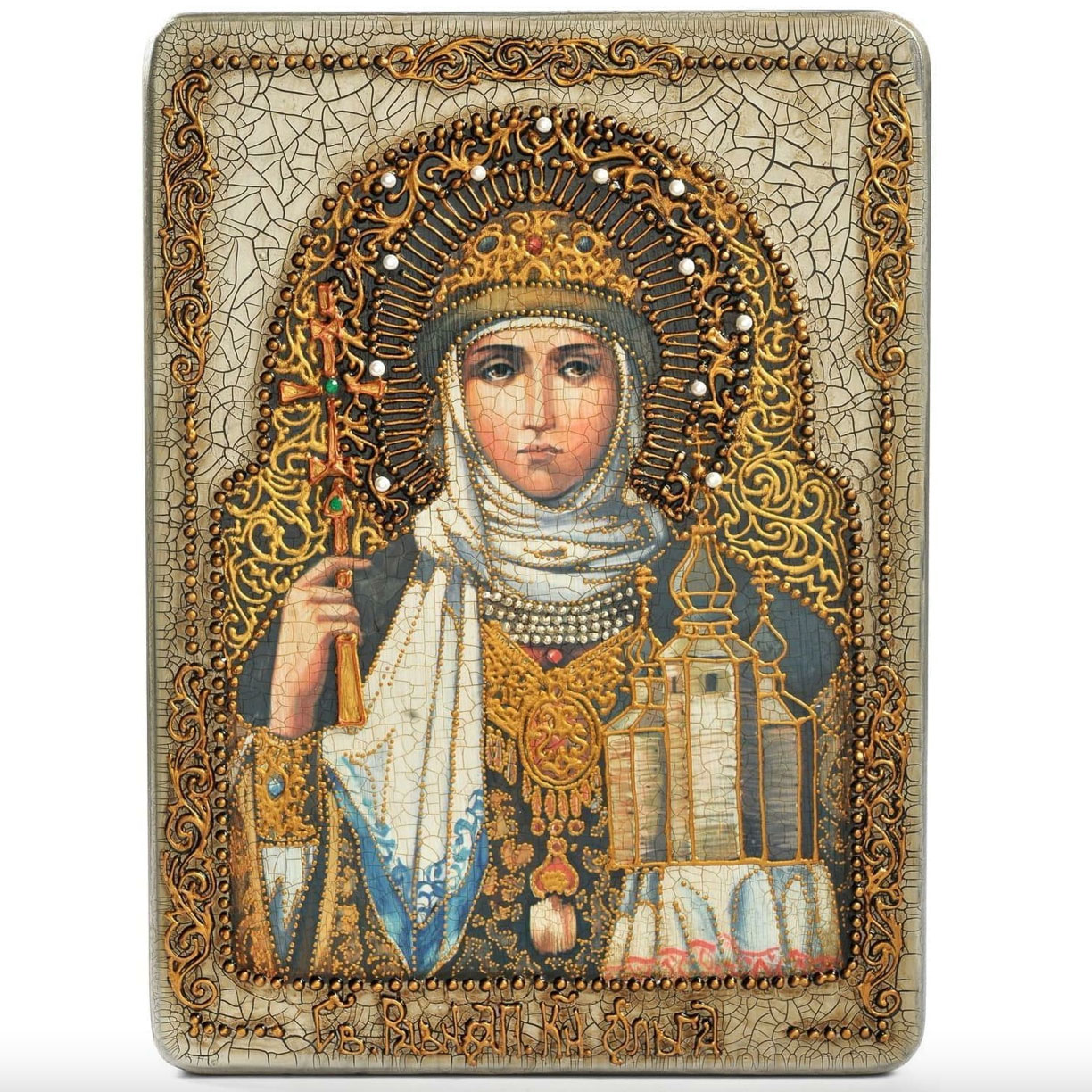 Подарочная икона "Святая Равноапостольная княгиня Ольга" на мореном дубе - артикул: 807622 | Мосподарок 