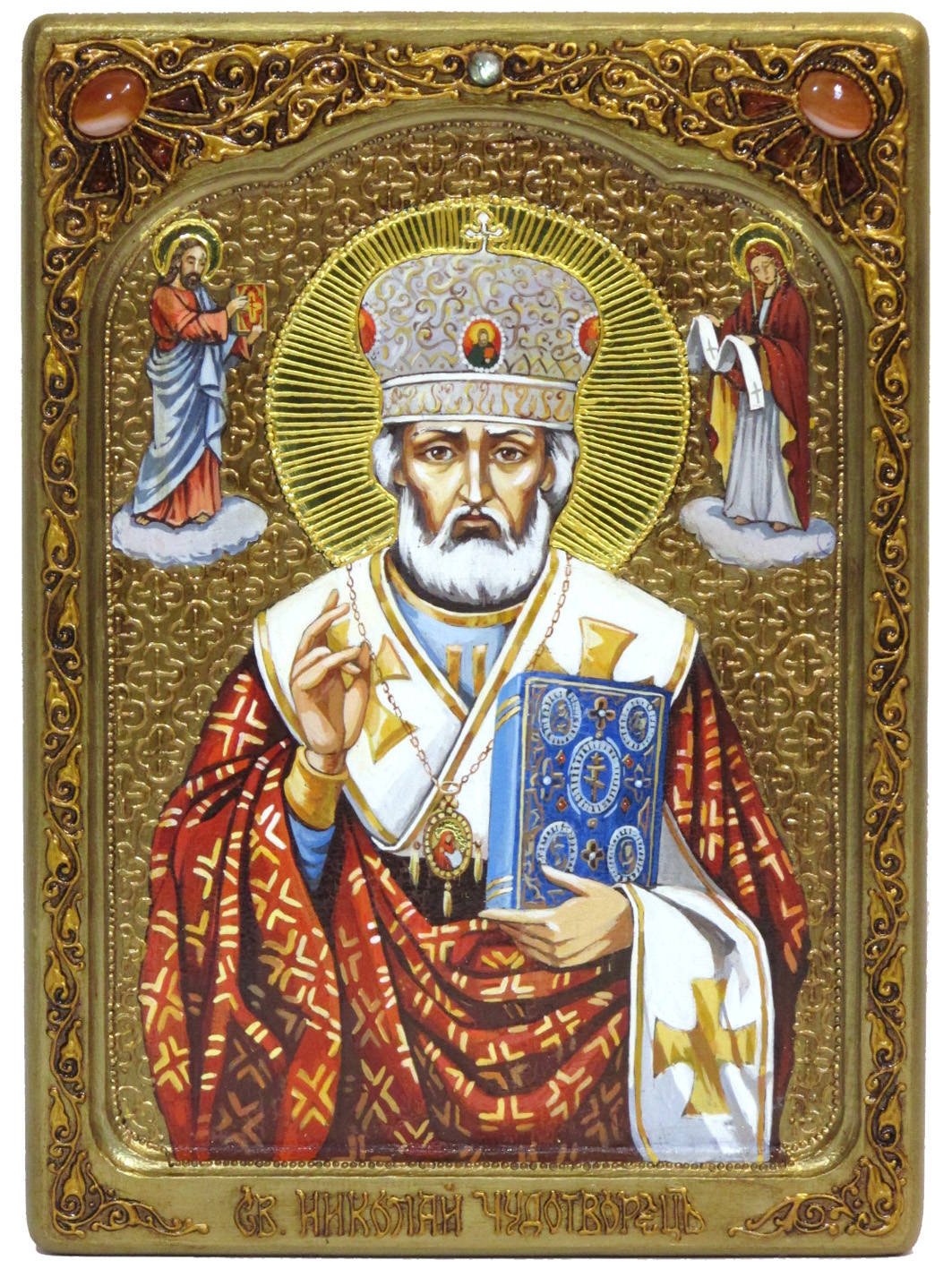 Живописная икона "Святитель Николай, архиепископ Мир Ликийский (Мирликийский)", чудотворец на кипарисе - купить в Москве | Мосподарок 