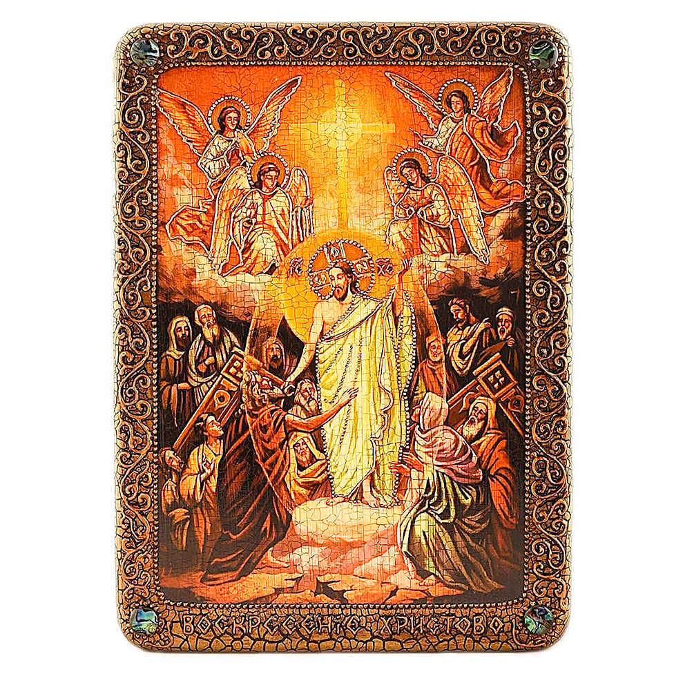 Аналойная икона "Воскресение Христово" на мореном дубе - артикул: 801158 | Мосподарок 