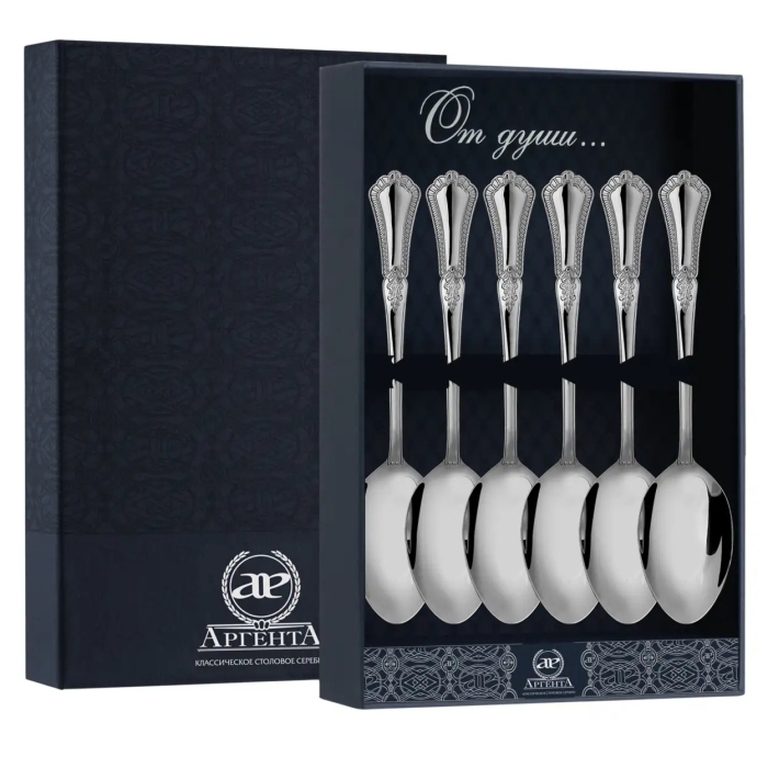 Серебряный набор чайных ложек "Фаворит" на 6 персон - артикул: AK01229 - стоимость: 67 500 руб. Серебряный набор чайных ложек "Фаворит" на 6 персон - артикул: AK01229 | Мосподарок