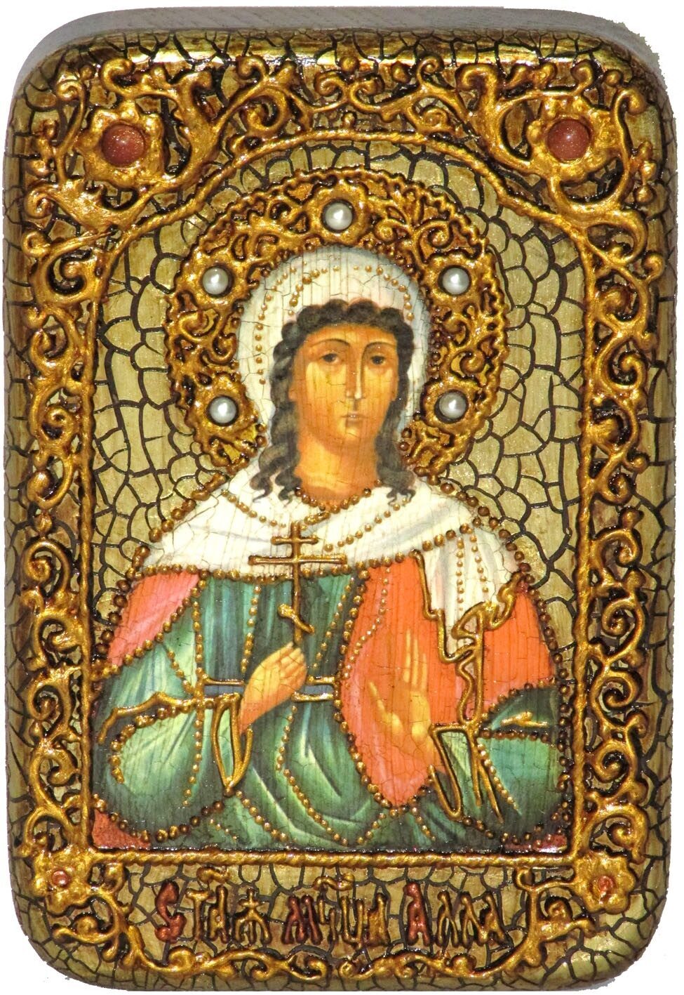 Настольная икона "Святая мученица Алла Готфская" на мореном дубе - купить в Москве | Мосподарок 