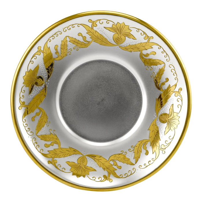 Серебряная чашка с блюдцем №2 на 1 персону, с позолотой - артикул: AK01838 | Мосподарок 