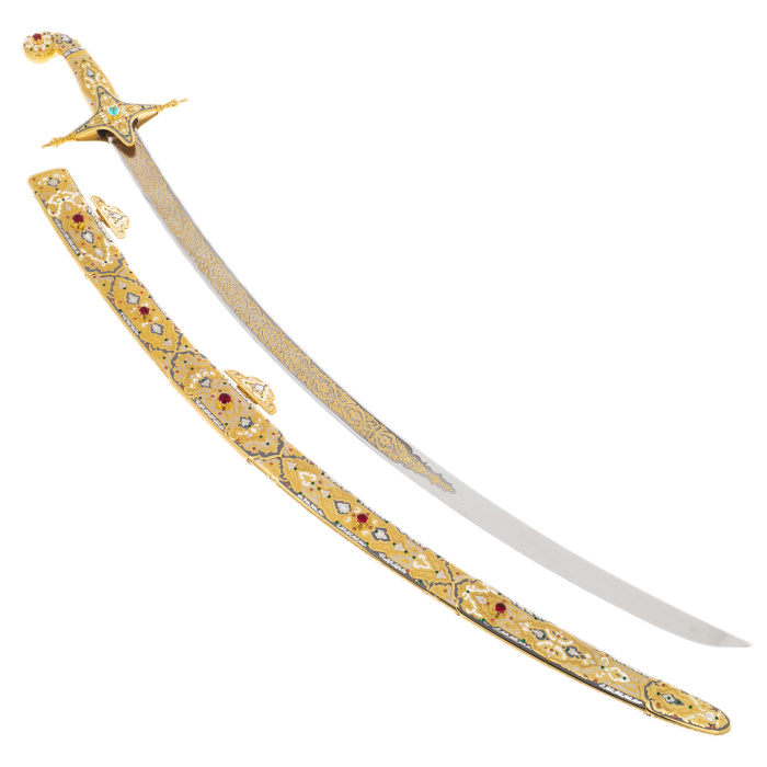 Подарочная сабля  "Восточная" с фианитами и кереплением для ремня, Златоуст - артикул: 301299 | Мосподарок 