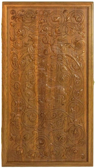 Резные нарды из массива мореного дуба "Лев"