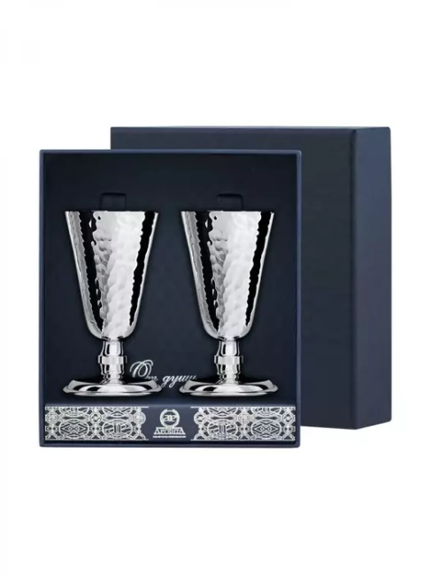 Серебряный набор рюмок "№4" кованый, на 2 персоны Серебряный набор рюмок "№4" кованый, на 2 персоны