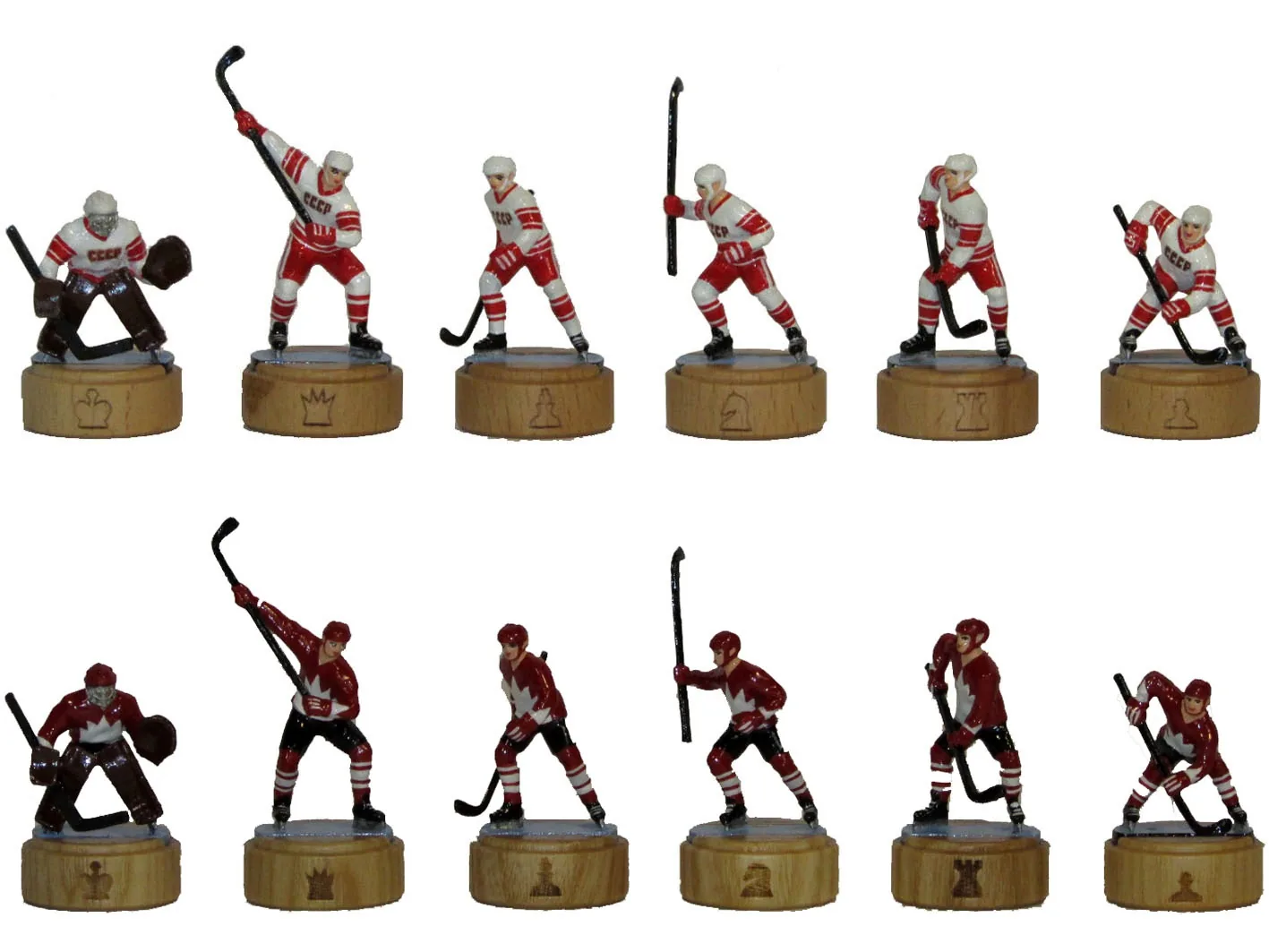 Шахматы «Хоккей: золотая серия Канада-СССР» белый на доске из массива венге 37 см - артикул: 120-89.V | Мосподарок 