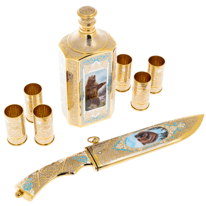 Набор для водки "Охотник" на 6 персон, Златоуст - артикул: 301604 | Мосподарок 