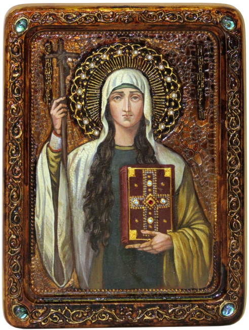 Живописная икона "Святая Равноапостольная Нина, просветительница Грузии" на кипарисе 21*29см