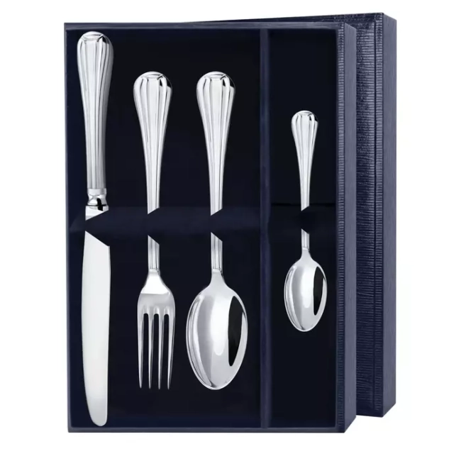 Серебряный столовый набор "Меридиан": вилка, ложка, нож, чайная ложка