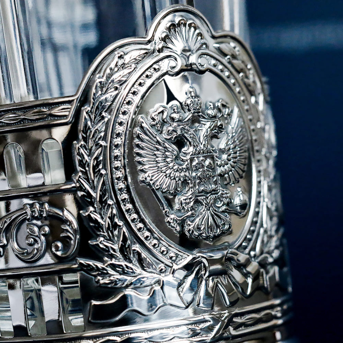 Подстаканник из серебра "Герб России"с чернением - артикул: AK01141 - стоимость: 55 200 руб. Подстаканник из серебра "Герб России"с чернением - артикул: AK01141 | Мосподарок