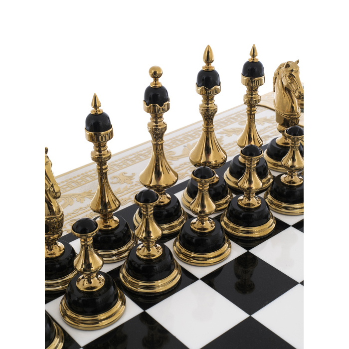 Шахматы из белого мрамора и долерита "Баталия" Златоуст - артикул: 301220 | Мосподарок 