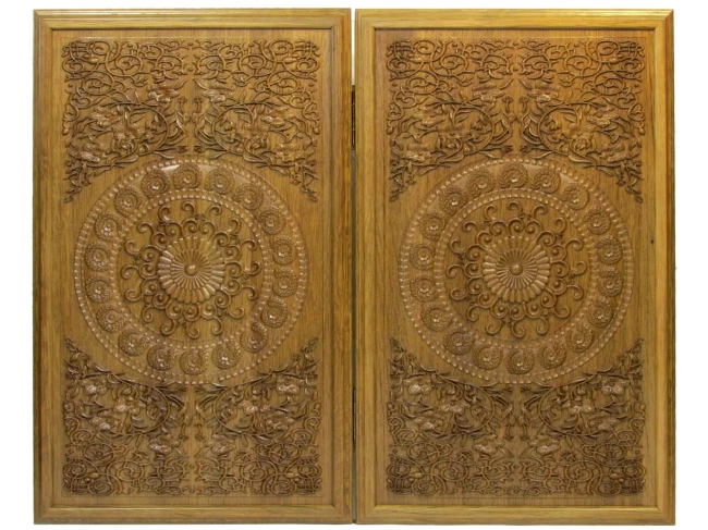 Резные двусторонние нарды из массива мореного дуба "Севанские-8"