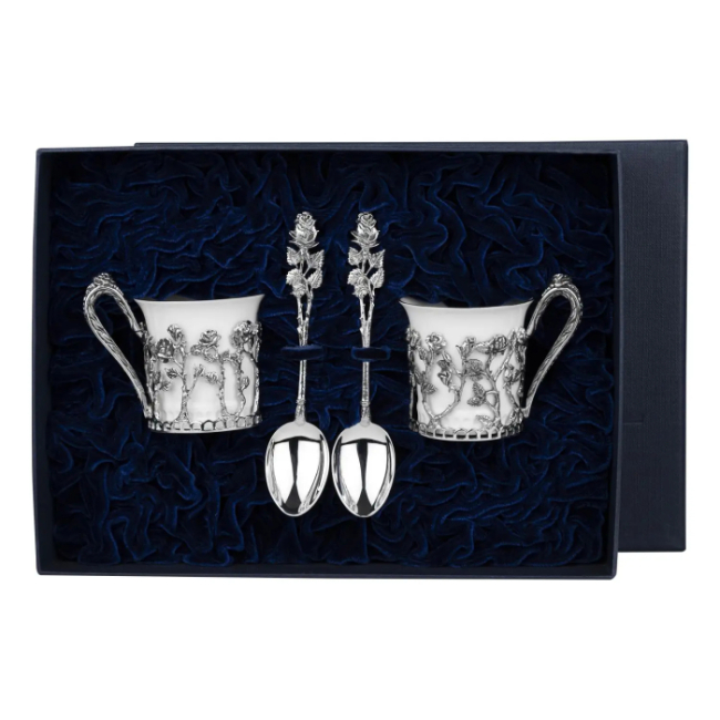 Набор кофейных чашек "Розалия": ложка, чашка, на 2 персоны