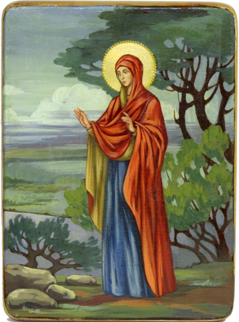 Живописная икона "Святая праматерь Ева" на кипарисе