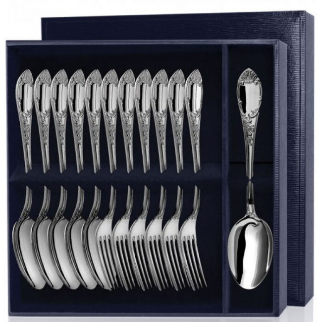 Серебряный столовый набор "Престиж": вилка и ложка , на 6 персон Серебряный столовый набор "Престиж": вилка и ложка , на 6 персон