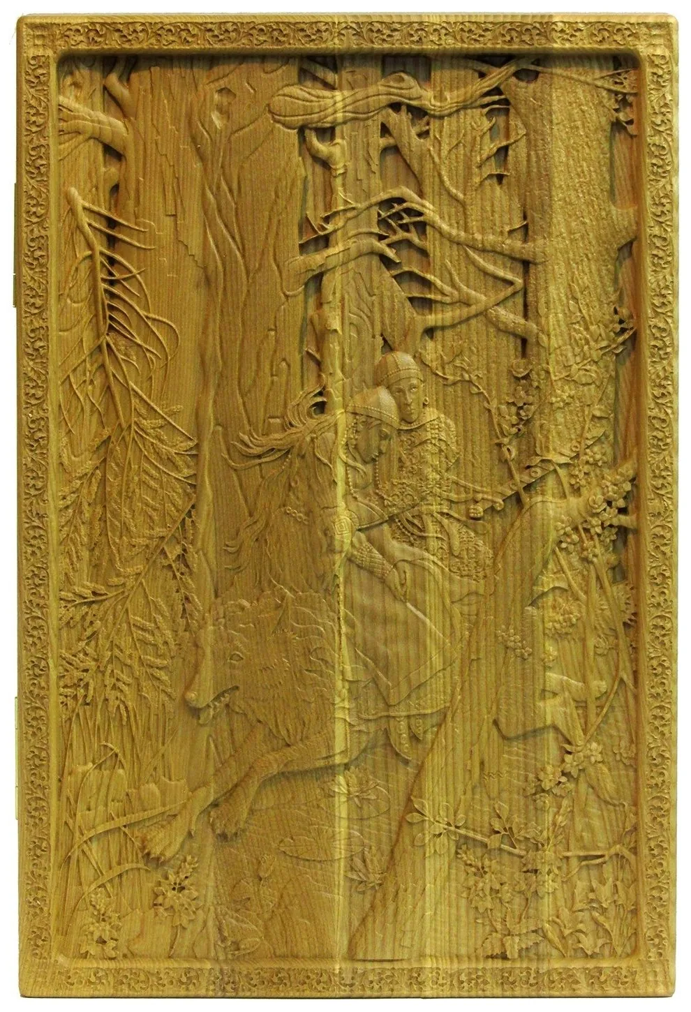 Резные объемные нарды+шашки дорожного размера из массива мореного ясеня "Иван-царевич на Сером Волке" - артикул: 120-216 | Мосподарок 