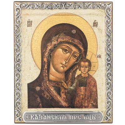 Икона в серебряном багете «Казанская икона Божией Матери»