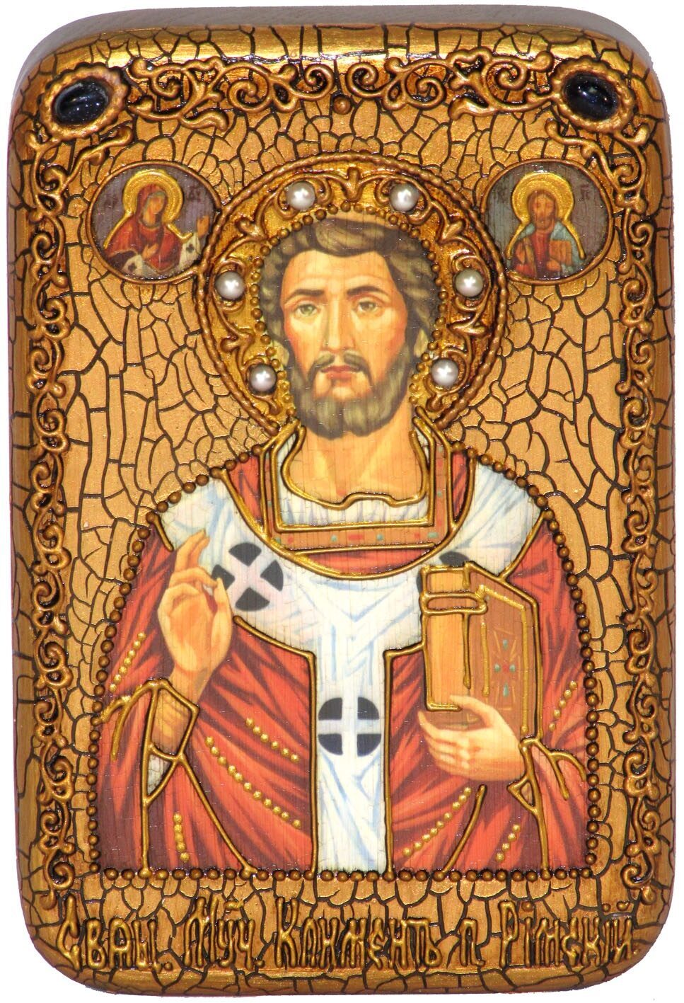 Настольная икона "Священномученик Климент, папа Римский" на мореном дубе - купить в Москве | Мосподарок 