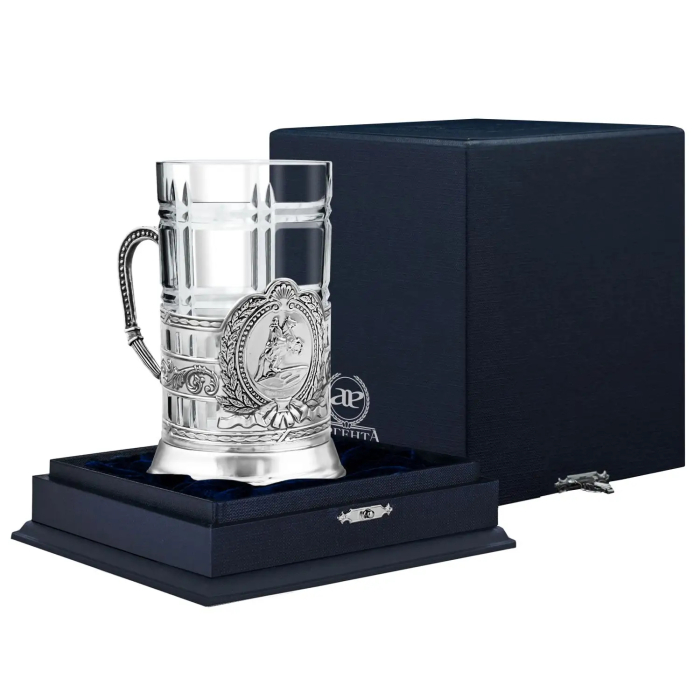 Серебряный подстаканник "Медный всадник" с чернением, на 1 персону - артикул: AK01858 | Мосподарок 