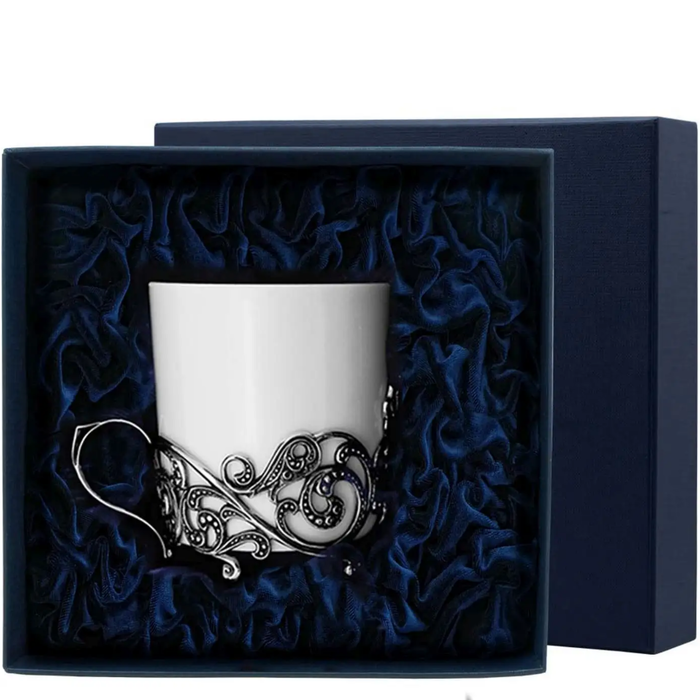 Чашка чайная "Витая" серебряная с чернением - артикул: AK01734 - стоимость: 33 200 руб. Чашка чайная "Витая" серебряная с чернением - артикул: AK01734 | Мосподарок